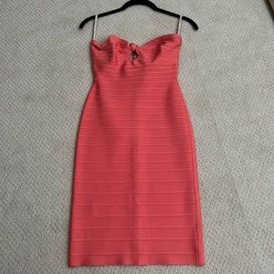 Herve Leger Coral Strapless Dress